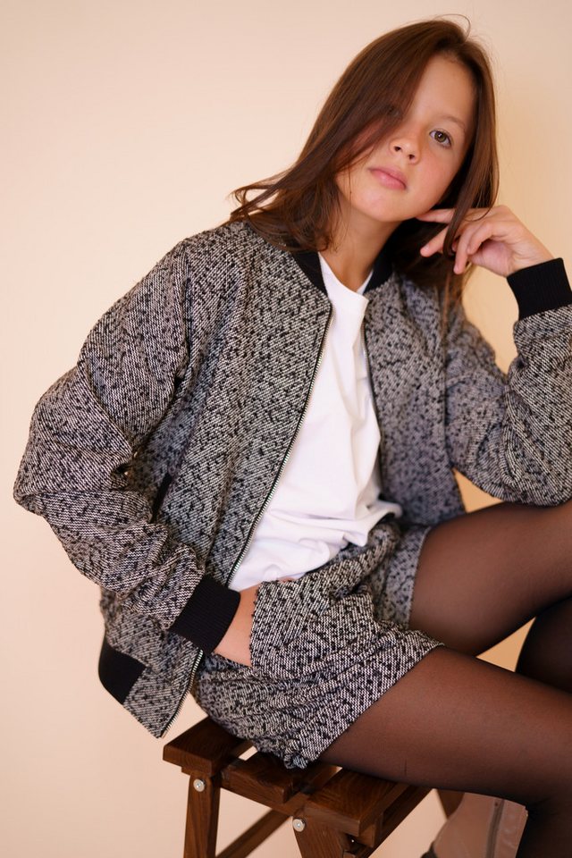 LEMONI Bomberjacke Wärmende graue Bomber-Jacke / Blouson mit Bouclé-Struktur für Mädchen mit Bouclé-Struktur von LEMONI