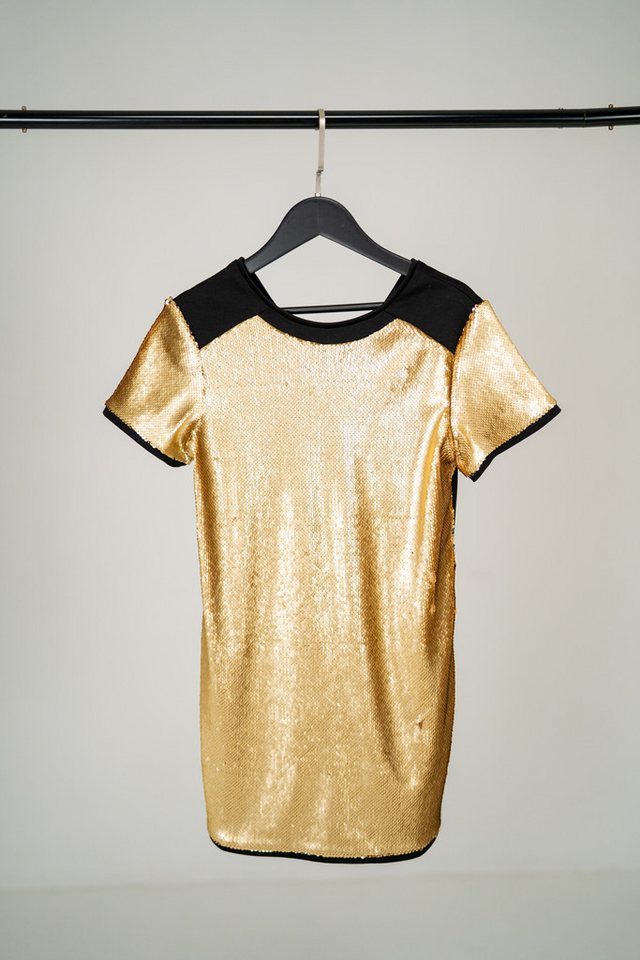 LEMONI Cocktailkleid Festliches Pailletten Kleid für Mädchen - Gold & Schwarz Pailletten von LEMONI