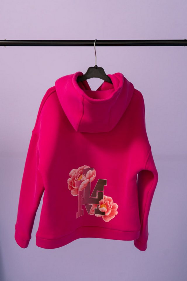 LEMONI Hoodie Fleece-Hoodie mit Pfingstrosen-Print mit Kapuze LEMONI Hoodie Fleece-Hoodie mit Pfingstrosen-Print mit Kapuze von LEMONI