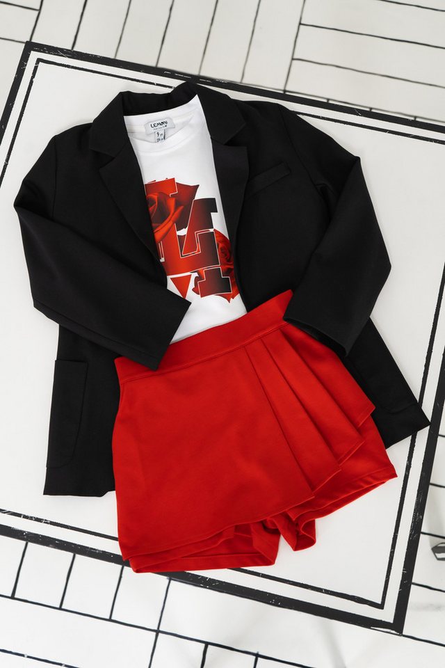 LEMONI Hosenrock Kurzer Hosenrock für Mädchen - rot mit elastischem Bund von LEMONI