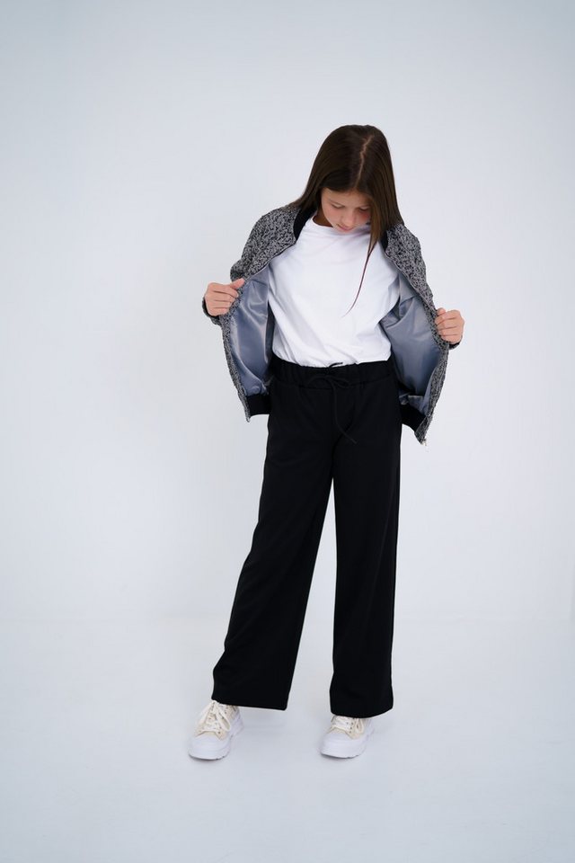 LEMONI Jerseyhose Hose für Mädchen gerader Schnitt - schwarz breiter Elastikbund von LEMONI