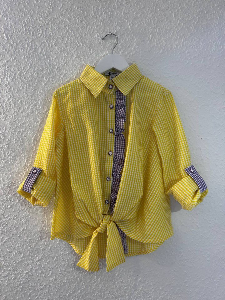LEMONI Hemdbluse Baumwollbluse in Wickeloptik für Mädchen Rüschen von LEMONI