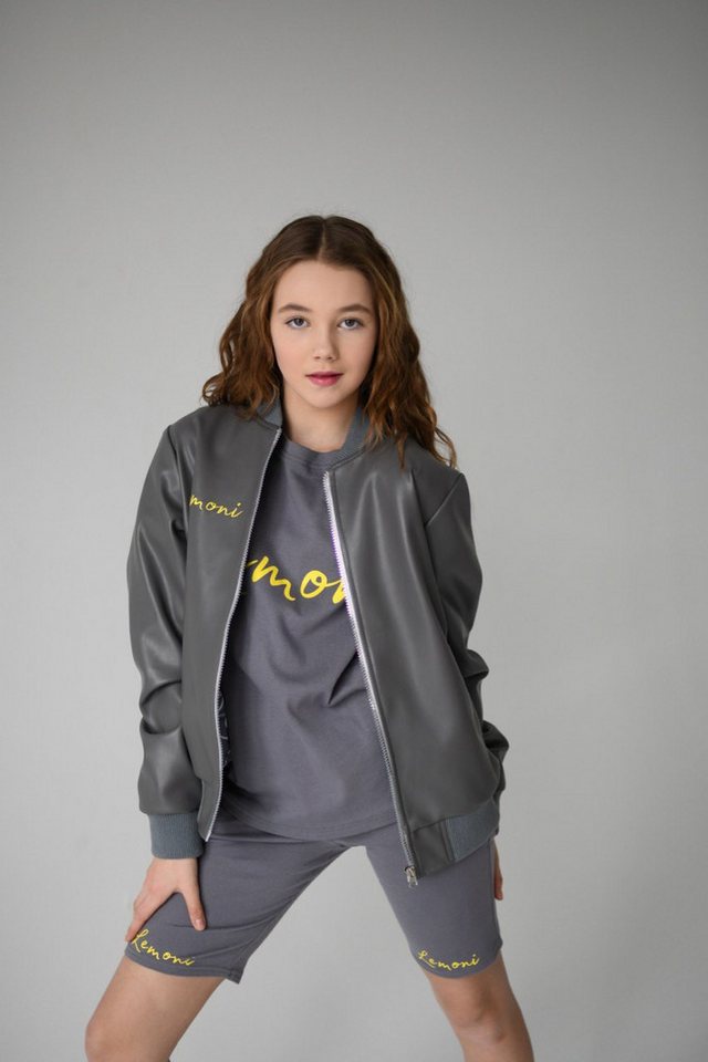 LEMONI Lederimitatjacke Mädchen Jacke aus Lederimitat mit Lemoni-Stickerei - grau LEMONI Lederimitatjacke Mädchen Jacke aus Lederimitat mit Lemoni-Stickerei - grau von LEMONI