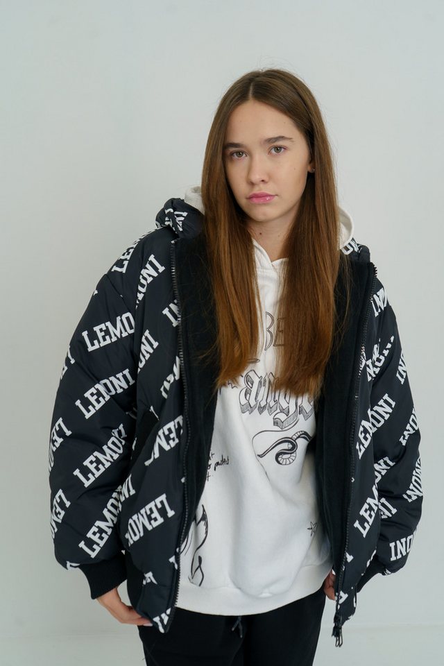 LEMONI Winterjacke Winterjacke mit Kapuze und Lemoni-Muster mit Kapuze von LEMONI