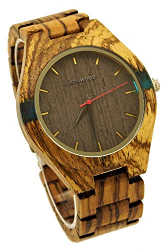 LEMONWOOD Holz-Armbanduhr Holzuhr aus Zebranoholz Herren Damen Unisex Quarzuhr Freedom von LEMONWOOD