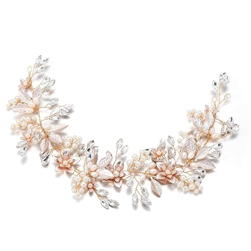 LEMOXIVI Goldfarbenes Hochzeits-Stirnband mit Blumenblättern, Braut-Kopfschmuck für Hochzeit, Perlen-Braut, Haarschmuck für Blumenmädchen, Brautjungfer LEMOXIVI Goldfarbenes Hochzeits-Stirnband mit Blumenblättern, Braut-Kopfschmuck für Hochzeit, Perlen-Braut, Haarschmuck für Blumenmädchen, Brautjungfer von LEMOXIVI