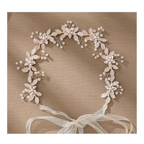 LEMOXIVI Hochzeitshaarschmuck für Braut, Blumen-Blatt, Braut-Stirnband, Perlen-Haarschmuck für Blumenmädchen, Brautjungfer, Gold LEMOXIVI Hochzeitshaarschmuck für Braut, Blumen-Blatt, Braut-Stirnband, Perlen-Haarschmuck für Blumenmädchen, Brautjungfer, Gold von LEMOXIVI