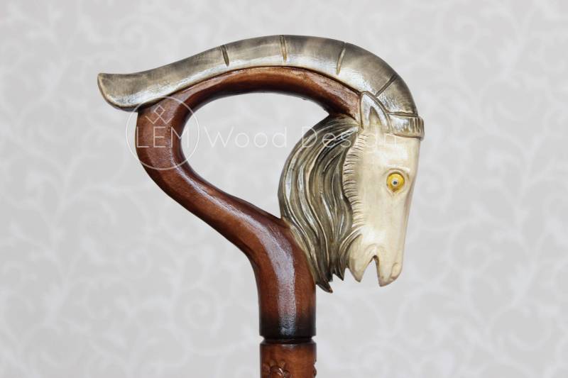 Walking Stick Ziege Geschnitzt Griff Holzstöcke Wandern Mitarbeiter Stöcke Holz Rohr Wanderstöcke Fußstangen von LEMWoodDesign
