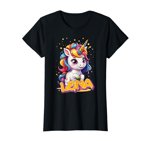 LENA - Schöner Mädchen Name mit süßem Einhorn T-Shirt von LENA Tochter Enkel Geburtstag Geschenkideen