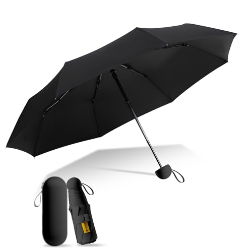LENDOO Mini Regenschirm, Mini Reise Klappschirm 8 Rippen Taschenschirme Mit Etui UPF 50+Sonnenschutz und Regenschutz,Kompakte Bauweise für Pendler, Jungen und Mädchen von LENDOO