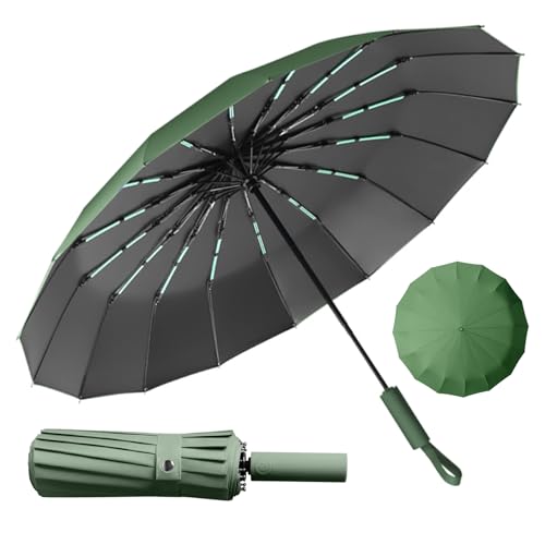 LENDOO Regenschirm Sturmfest,Kompakter Faltbarer Regenschirm sturmfest Automatik Groß Taschenschirm mit 16 Rippen,210T Teflon-Beschichtung,Windsicher Anti-UV Sonnenschirm von LENDOO