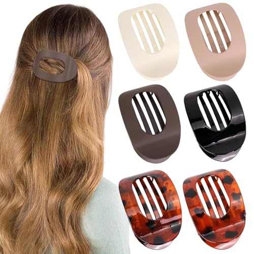Flache Haarklammern für Damen, gebogenes Design, französische flache Haarspangen, bequem gebogen zum Liegen, Fahren, 6 Stück von LENGAIJIN