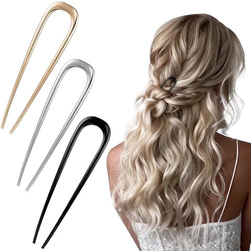 LENGAIJIN Französische Haarnadeln aus Metall für Dutt, U-förmige Haarnadeln für dickes Haar, U-förmige Haarnadeln für Frauen, französische Haarnadeln, französische Twist-Haarnadel, geeignet für Frisur von LENGAIJIN