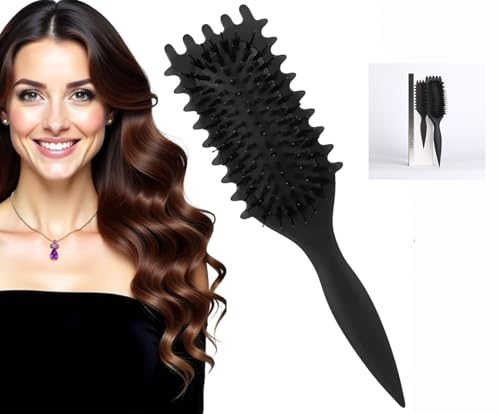 LENGAIJIN Lockendefinierende Bürste, 1 Stück lockige Haarbürste, Bürste für lockiges Haar, zum Kämmen und Formen von Locken für Männer und Frauen, um das Ziehen zu reduzieren (schwarz) von LENGAIJIN