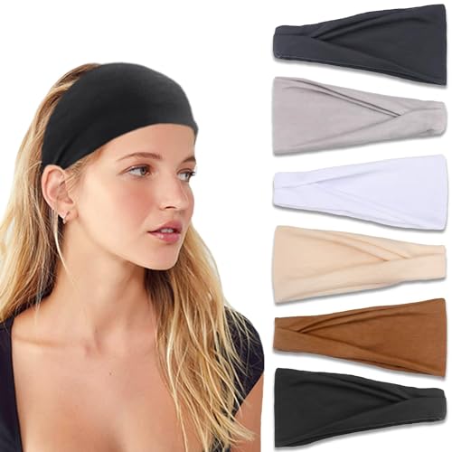 LENGAIJIN Stirnbänder für Damen, rutschfest, hochwertig, dehnbar, für Yoga, Mode, Training, Reisen oder Laufen, 6 Stück, neutral von LENGAIJIN