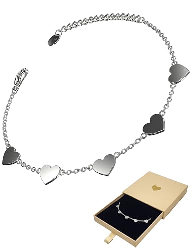 LENIRA® Herz Armband Damen Armkettchen für Frauen aus Edelstahl mit Gold und Roségold überzogen verstellbar 15-20 cm stilvolle Geschenkbox 10x10x2cm von LENIRA
