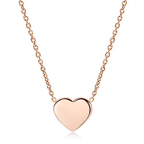 LENIRA® Herz Halskette filigrane Kette für Damen aus Edelstahl mit Gold und Roségold überzogen Kettenlänge verstellbar 40-45 cm (Roségold) von LENIRA