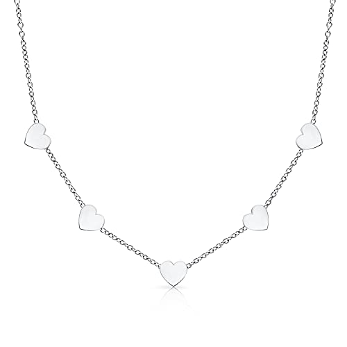 LENIRA® Herz Halskette zarte 5 Herzen Kette für Damen aus Edelstahl mit Gold und Roségold überzogen Kettenlänge verstellbar 40-45 cm (Silber) von LENIRA