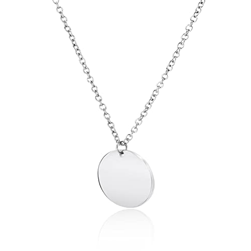 LENIRA® Plättchen Halskette zarte Coin Kette für Damen aus Edelstahl mit Gold und Roségold überzogen Kettenlänge verstellbar 40-45 cm (Silber) von LENIRA