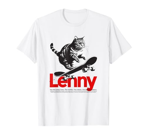 LENNY - Schöner Jungen Name mit Katze & Skateboard T-Shirt LENNY - Schöner Jungen Name mit Katze & Skateboard T-Shirt von LENNY Sohn Enkel Geburtstag Geschenkideen