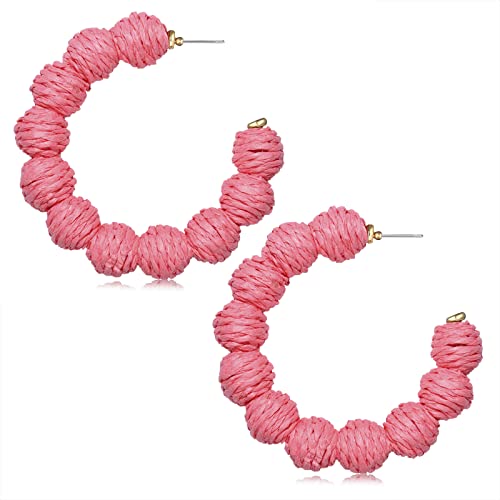 Rattan-Ohrringe, Statement-Rattan-Creolen für Damen, gewebte böhmische Ohrringe, handgefertigt, Strohgeflecht, große Tropfen-Ohrringe für Damen, Sommer-Strand-Schmuck, Metall, Metall Rattan-Ohrringe, Statement-Rattan-Creolen für Damen, gewebte böhmische Ohrringe, handgefertigt, Strohgeflecht, große Tropfen-Ohrringe für Damen, Sommer-Strand-Schmuck, Metall, Metall von LENOOCLE