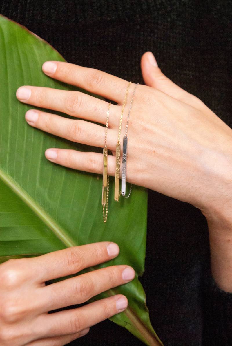 Personalisiertes Sterling Silber Bar Armband Gravierter Name, Brautjungfer Schmuck Personalisiertes Sterling Silber Bar Armband Gravierter Name, Brautjungfer Schmuck von LENOSHEM