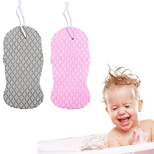 New Idea Sanfter Baby-Schwamm, weicher und sauberer Schwamm, superweicher Peeling-Badeschwamm, Badeschwamm, Duschbürste, Körper, abgestorbene Haut, Entferner für Erwachsene und Babys (Grau + Rosa) von LENSSE