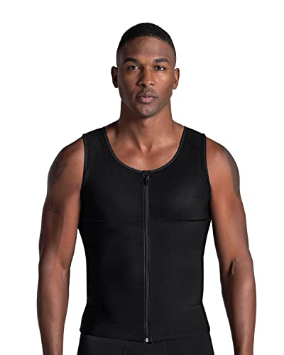 LEO Bauchweg Body Shaper Shapewear - Kompressionsshirt/Kompressionsweste für Herren-Schwarz-XL von LEO