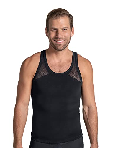 LEO ärmelloses Bauchweg Herren Funktionsshirt mit Kompression - Compression Shirt Men-Schwarz-XL von LEO