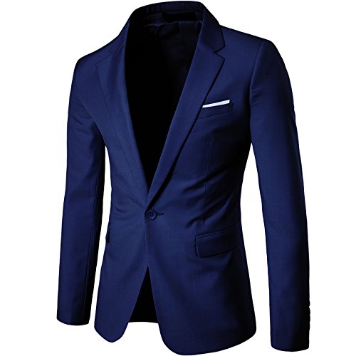 LEOCLOTHO Anzug für Männer Regular Fit Business EIN Knopf Herrenanzug Smoking Jacke Suit Blazer Navy Blau S von LEOCLOTHO