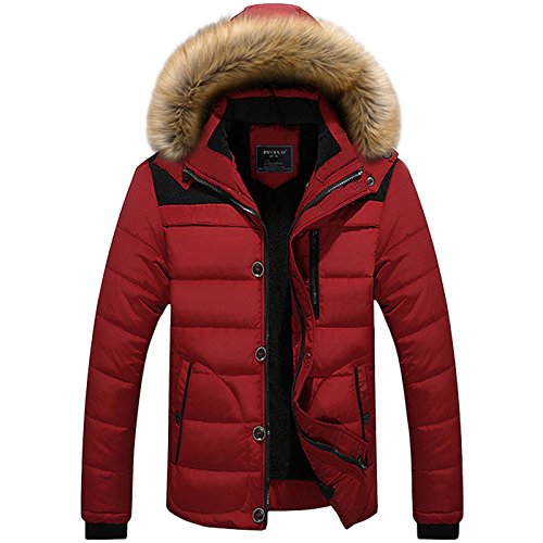 LEOCLOTHO Herren Steppjacke Wattierte Jacke Baumwolle Gepolstert Verdicken Mantel Hoodie Oberbekleidung von LEOCLOTHO