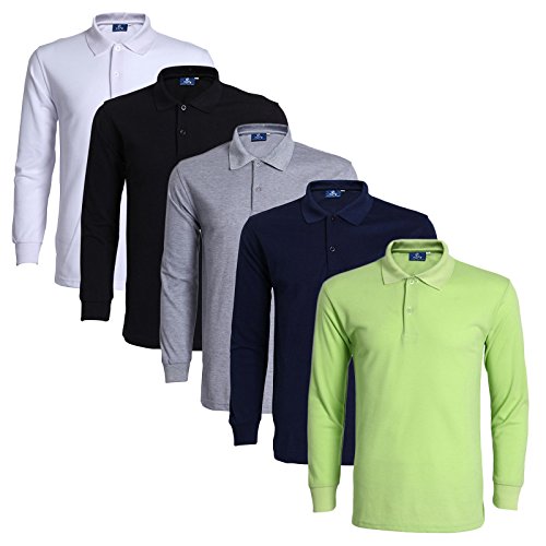 LEOCLOTHO Poloshirt Langarm Herren Hemden Polo Business Casual Basic Einfarbig Polohemd Gr¨¹n XL von LEOCLOTHO