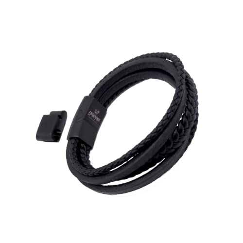LEODYNE Geflochtenes Armband aus Echtleder in schwarz oder braun - Armband Herren mit Magnetverschluss aus Edelstahl Lederarmband Männer inkl. extra Glied LEODYNE Geflochtenes Armband aus Echtleder in schwarz oder braun - Armband Herren mit Magnetverschluss aus Edelstahl Lederarmband Männer inkl. extra Glied von LEODYNE