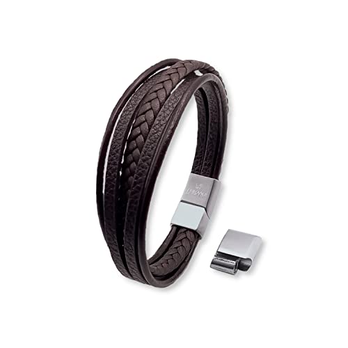 LEODYNE Geflochtenes Lederarmband in schwarz und braun - Armband Herren mit Magnetverschluss aus Edelstahl Lederarmband Männer inkl. extra Glied LEODYNE Geflochtenes Lederarmband in schwarz und braun - Armband Herren mit Magnetverschluss aus Edelstahl Lederarmband Männer inkl. extra Glied von LEODYNE