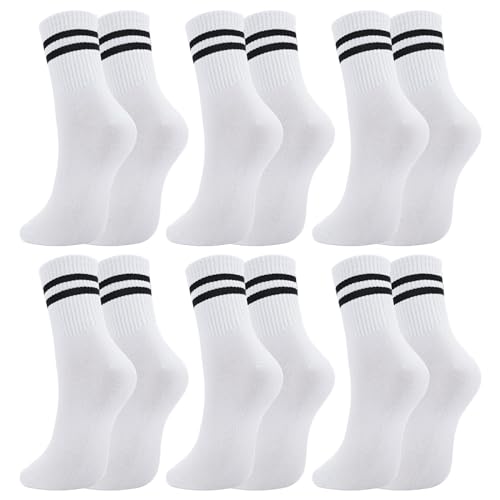 LEOEASIY 6 Paare Socken Damen 39-42,Unisex Weiße Tennissocken,Weiße Tennissocken Damen,Tennissocken Soft Baumwollsocken,Lässiger Sport,Elastisch Und Bequem,Gute Passform von LEOEASIY