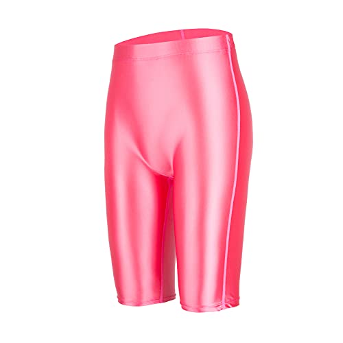 LEOHEX Damen High Rise Ultra Shiny Biker Shorts Quick Dry Yoga Leggings Stretch Freizeit Kurze Hosen (M, Rosa) von LEOHEX