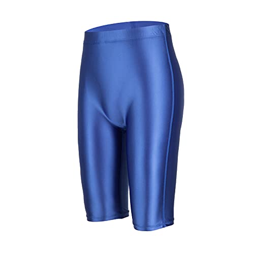 LEOHEX Damen High Rise Ultra Shiny Biker Shorts Quick Dry Yoga Leggings Stretch Freizeit Kurze Hosen (XL, Blau) von LEOHEX