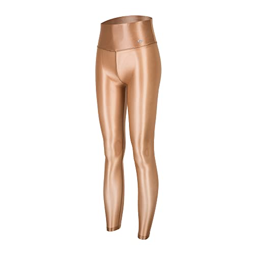 LEOHEX Durchsichtige Leggings mit hoher Taille, glänzend, gerüscht, Po, Lifting, dehnbare Leggings, Natürlich, X-Groß von LEOHEX