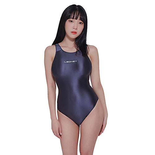 LEOHEX Sexy Satin Hochglanz Body Glänzend Bodysuit Einteiler Badeanzug Japan Skinsuit(M,Grau) von LEOHEX