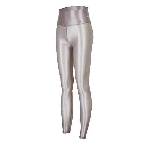 LEOHEX Transparente Glänzende Strumpfhose Mit Hoher Taille Und Gerüschtem Hintern Dehnbare Leggings(XL,Silber) von LEOHEX