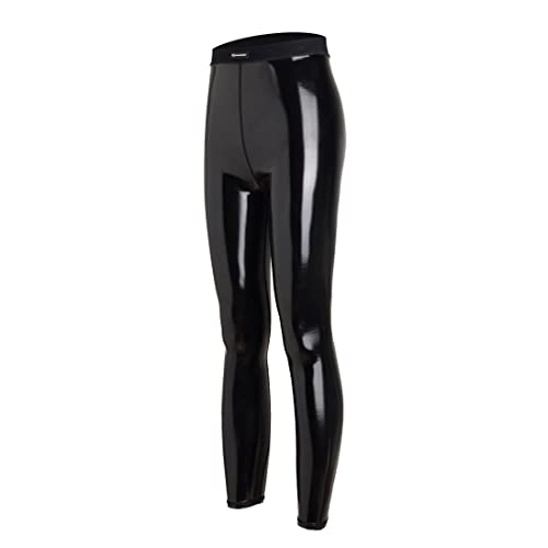 LEOHEX Ultra Streamline Mirror Sexy Satin Glossy High Waist Leggings, schwarz, XX-Large von LEOHEX