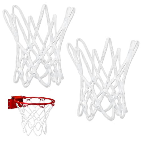 Basketballnetz 2er-Set Mini Ersatznetz Nylon wetterfest für Kinder Indoor Outdoor 8 Ringe Weiß von LEOINAER