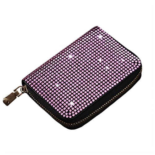 Glitzer-Strass-Geldbörse, glänzende Geldbörse, Münzen, Mini-Clutch, Reißverschluss, Kartenhalter, Pink, Einheitsgröße, Geldbörse mit Reißverschluss von LEOMOSTE