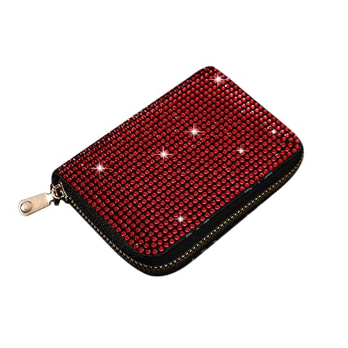 Glitzer Strass Geldbörse Glänzend Geldbörse Geld Münze Mini Abend Clutch Tasche Reißverschluss Kartenhalter, Rot/Ausflug, einfarbig (Getaway Solids), Einheitsgröße, Geldbörse mit Reißverschluss von LEOMOSTE