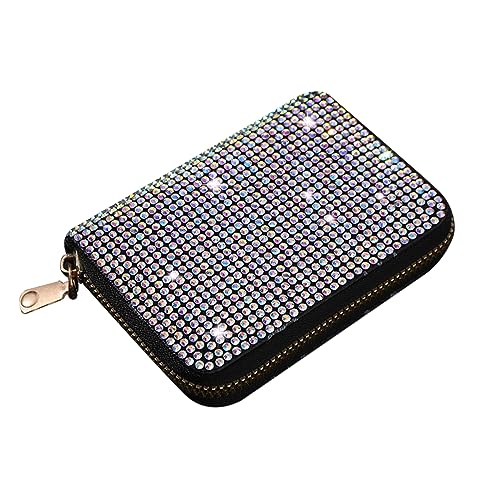 Glitzer Strass Geldbörse Glänzend Geldbörse Geld Münze Mini Abend Clutch Tasche Reißverschluss Kartenhalter, Weiss/opulenter Garten, Einheitsgröße, Geldbörse mit Reißverschluss von LEOMOSTE