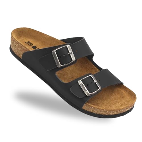 Leon 4010 Orthopädische Schuhe Damen, Hausschuhe aus Leder - Pantoletten für Zuhause, Arbeit, Freizeit - Ergonomisch (Schwarz, EU Schuhgrößensystem, Erwachsene, Damen, Numerisch, M, 39) von LEON ANATOMIC FOOTWEAR