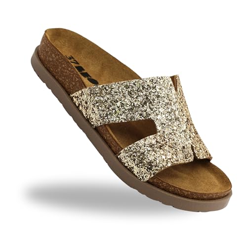 Leon 7030 Orthopädische Schuhe Damen aus Leder [Ultra Bequem & rutschfest & Leicht] - Pantoletten (Gold, EU Schuhgrößensystem, Erwachsene, Damen, Numerisch, M, 40) von LEON ANATOMIC FOOTWEAR