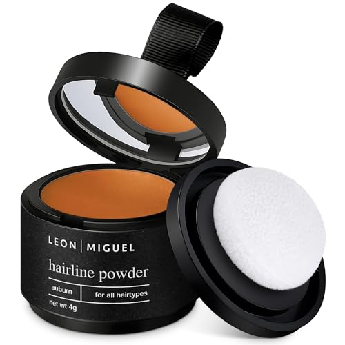 LEON MIGUEL Ansatzpuder - Hairline Powder als wasserfesten Haar Concealer zum Ansatz kaschieren für Frauen und Männer, unsichtbares Haar Make-up zur Haarverdichtung - 4g | Rotbraun von LEON MIGUEL
