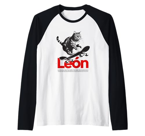 Herren LEÓN - Schöner Jungen Name mit Katze & Skateboard Raglan Herren LEÓN - Schöner Jungen Name mit Katze & Skateboard Raglan von LEÓN Sohn Enkel Geburtstag Geschenkideen