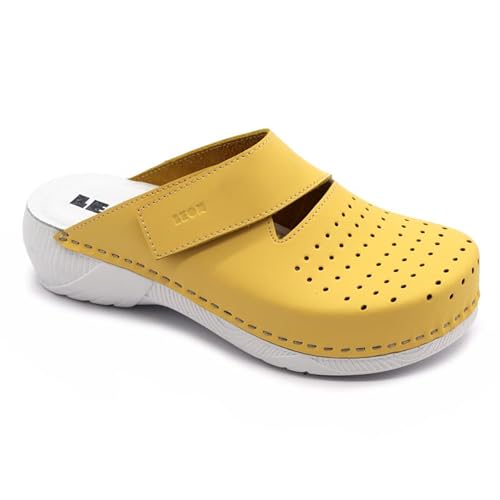 LEON 3500 Clog Pantolette Komfortschuhe Hausschuhe, Damen, Gelb, EU 39 von LEON